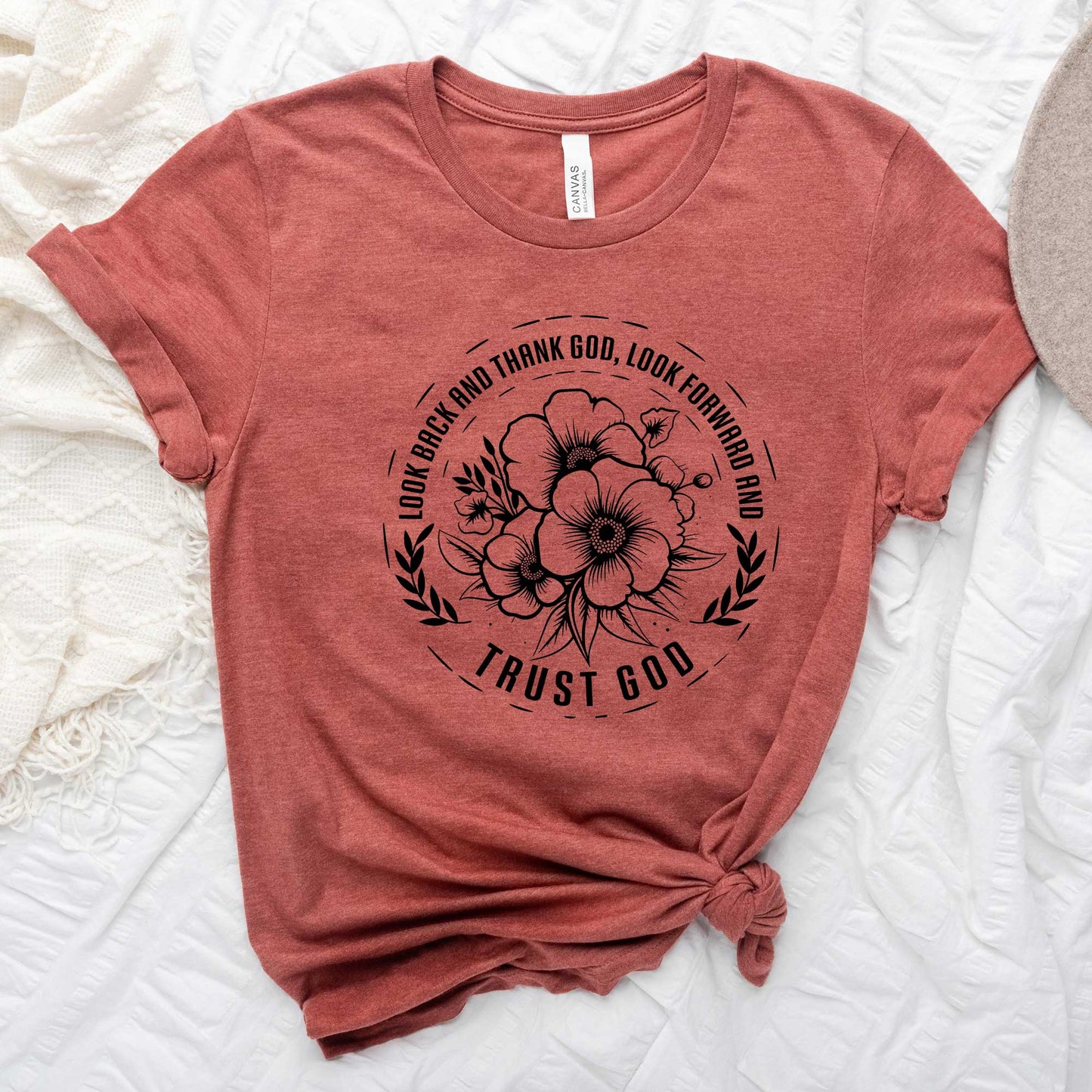 Thank God Trust God Flower | Short Sleeve Crew Neck