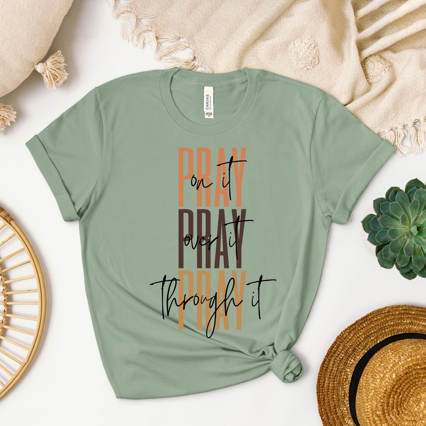 Pray Over It Cursive | Short Sleeve Crew Neck
