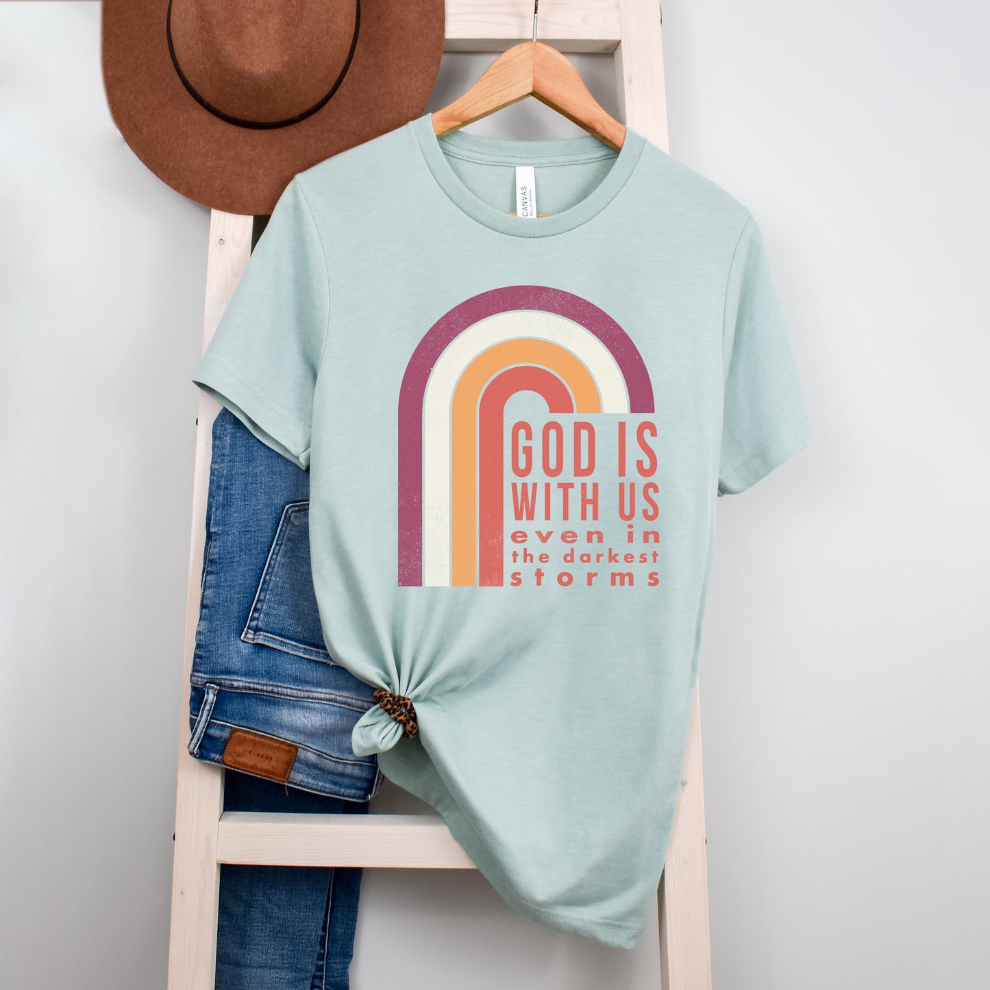 God Is With Us Rainbow | Short Sleeve Crew Neck