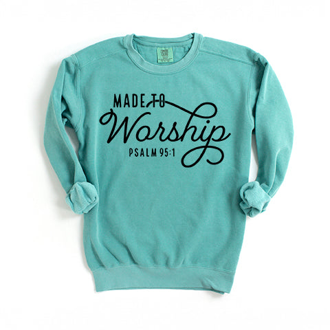 Made To Worship Scripture | Garment Dyed Sweatshirt