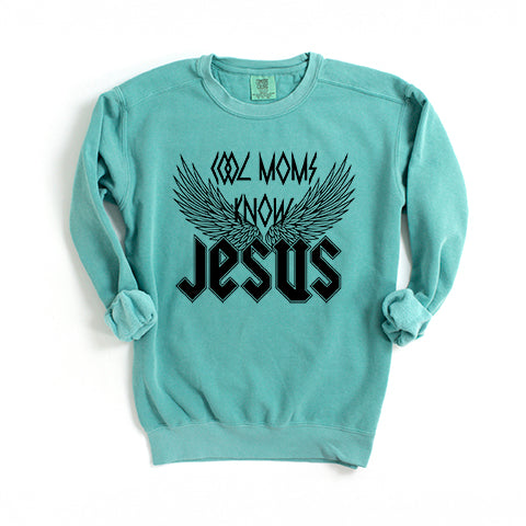 Cool Moms Know Jesus Wings | Garment Dyed Sweatshirt