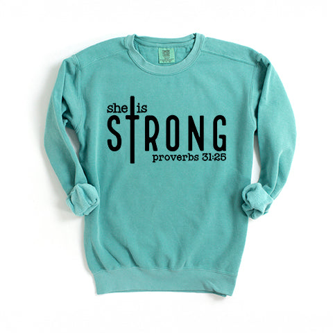She Is Strong Cross | Garment Dyed Sweatshirt