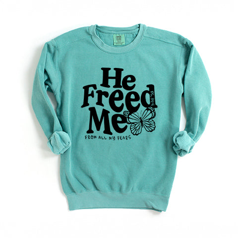 He Freed Me Butterfly | Garment Dyed Sweatshirt