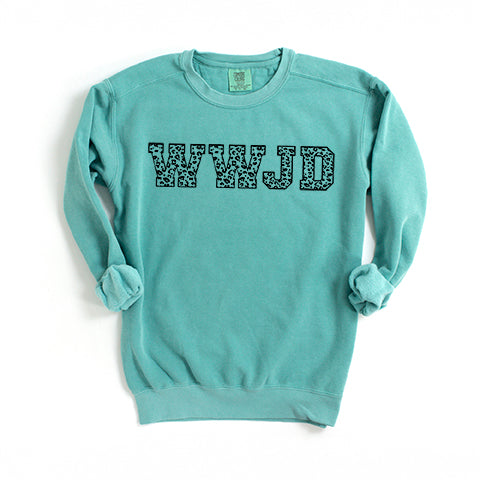 WWJD Leopard | Garment Dyed Sweatshirt