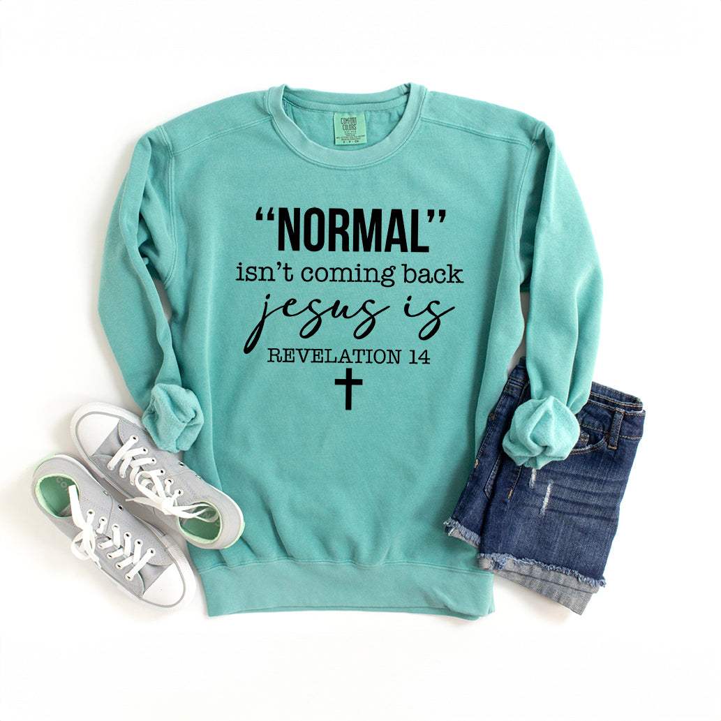 Normal Isn't Coming Back Jesus Is | Garment Dyed Sweatshirt