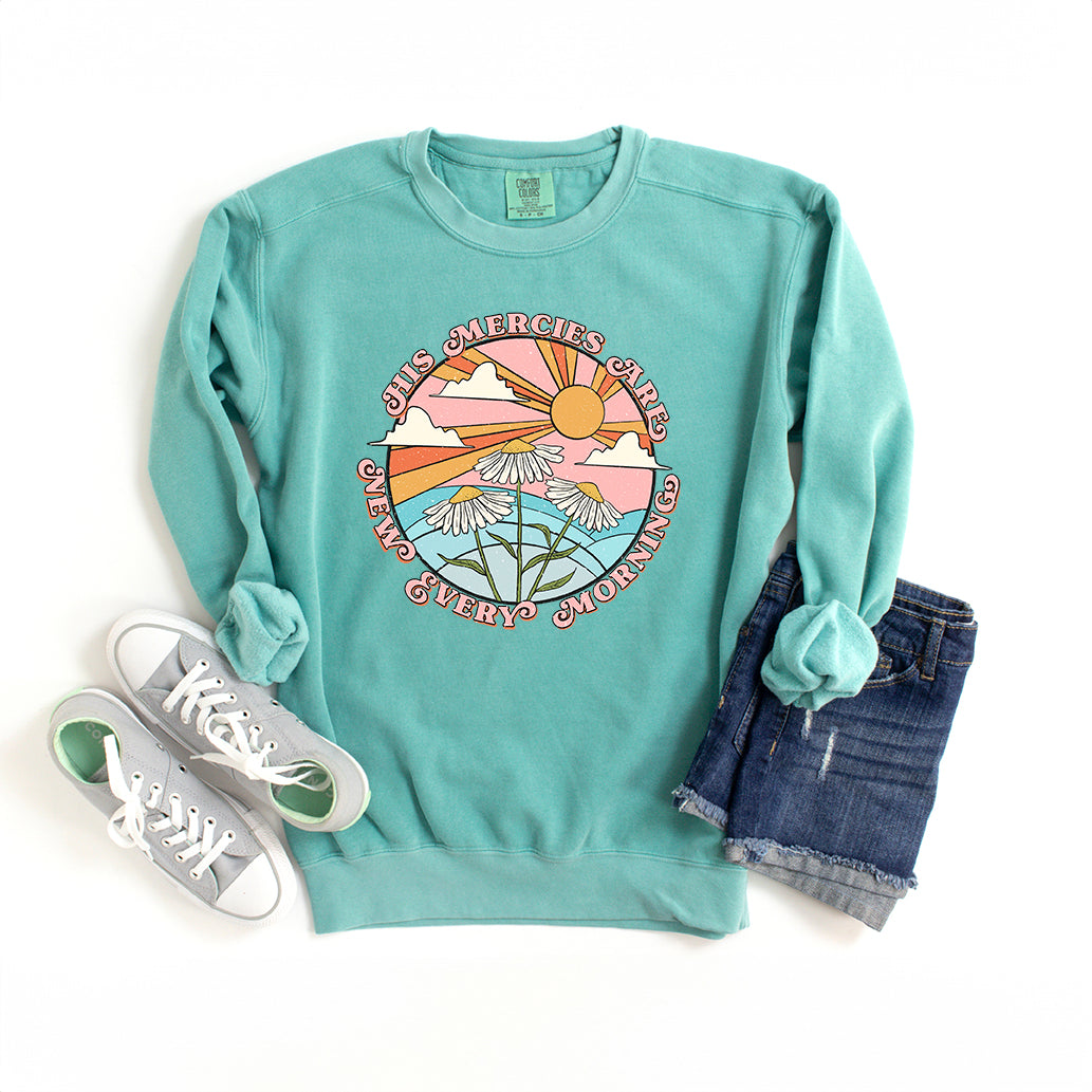 Retro His Mercies Are New Every Morning | Garment Dyed Sweatshirt