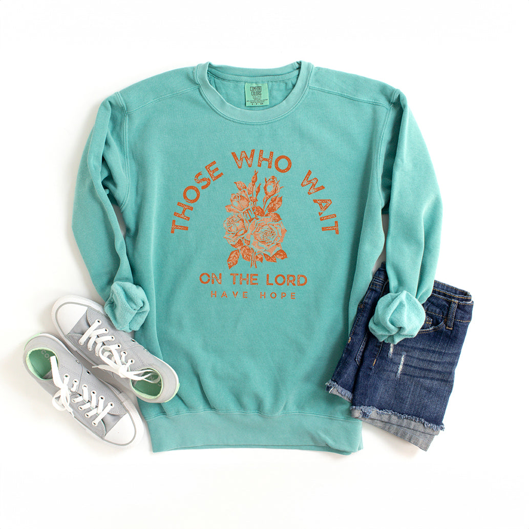 Those Who Wait On The Lord Floral | Garment Dyed Sweatshirt