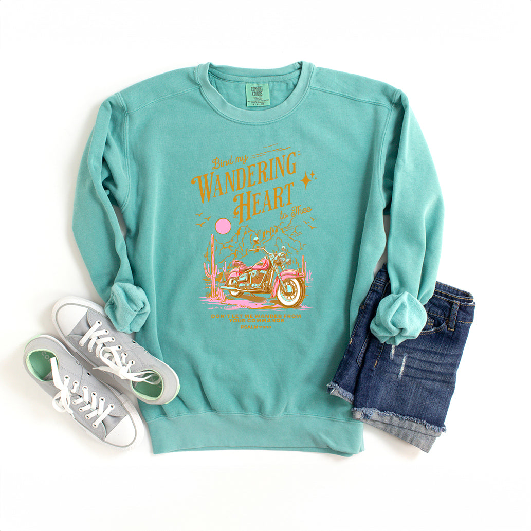 Bind My Wandering Heart Motorcycle | Garment Dyed Sweatshirt