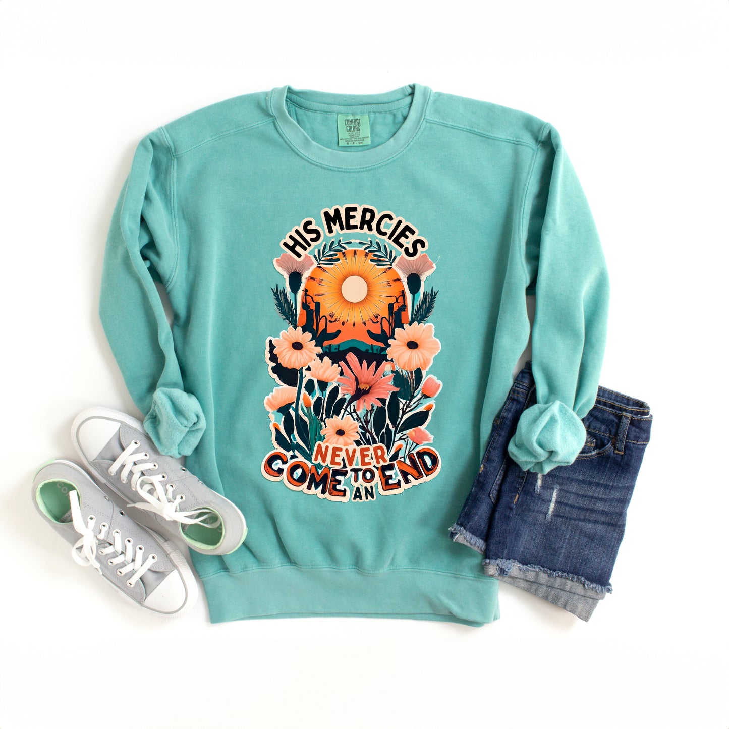 His Mercies Never End | Garment Dyed Sweatshirt