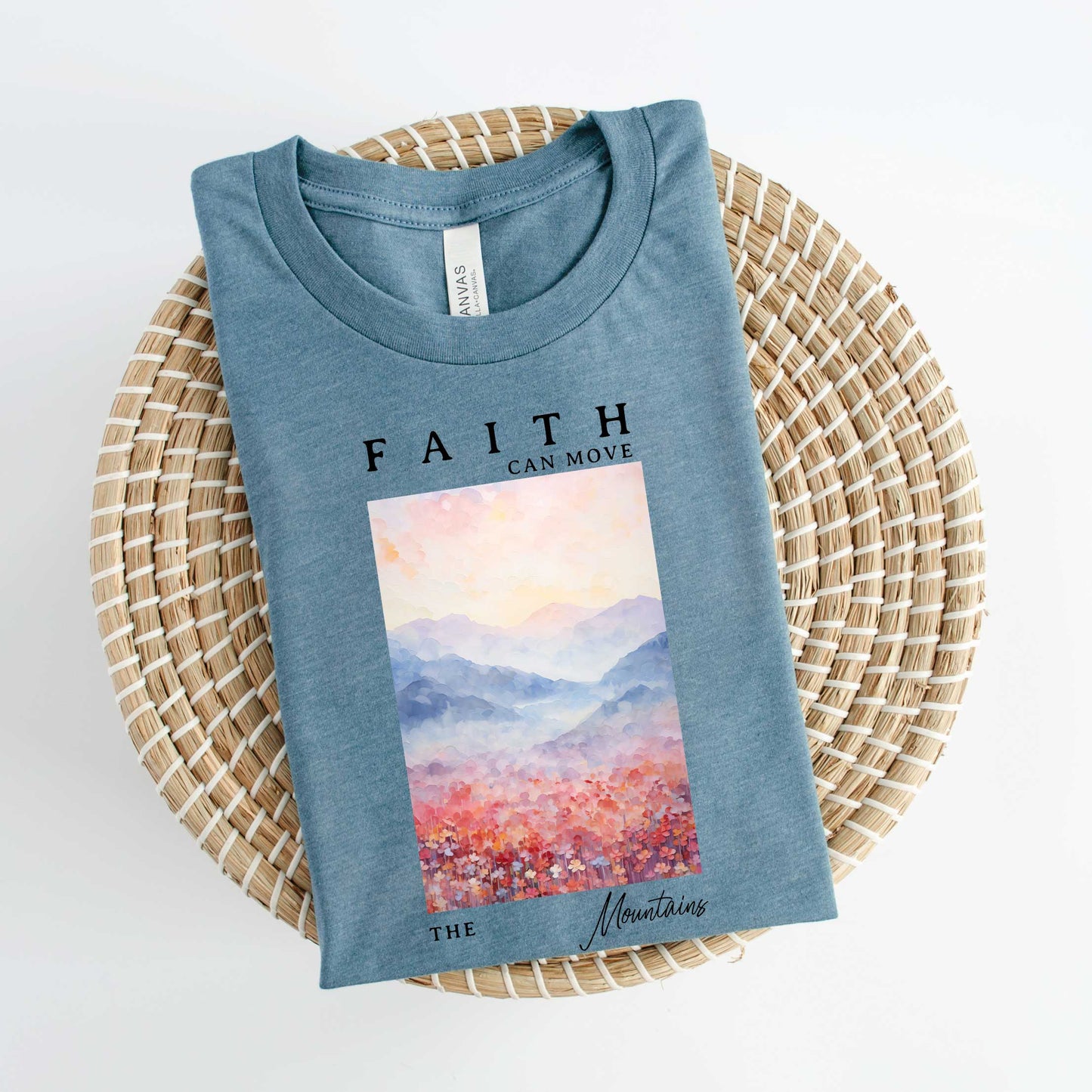 Faith Can Move Watercolor | Short Sleeve Crew Neck