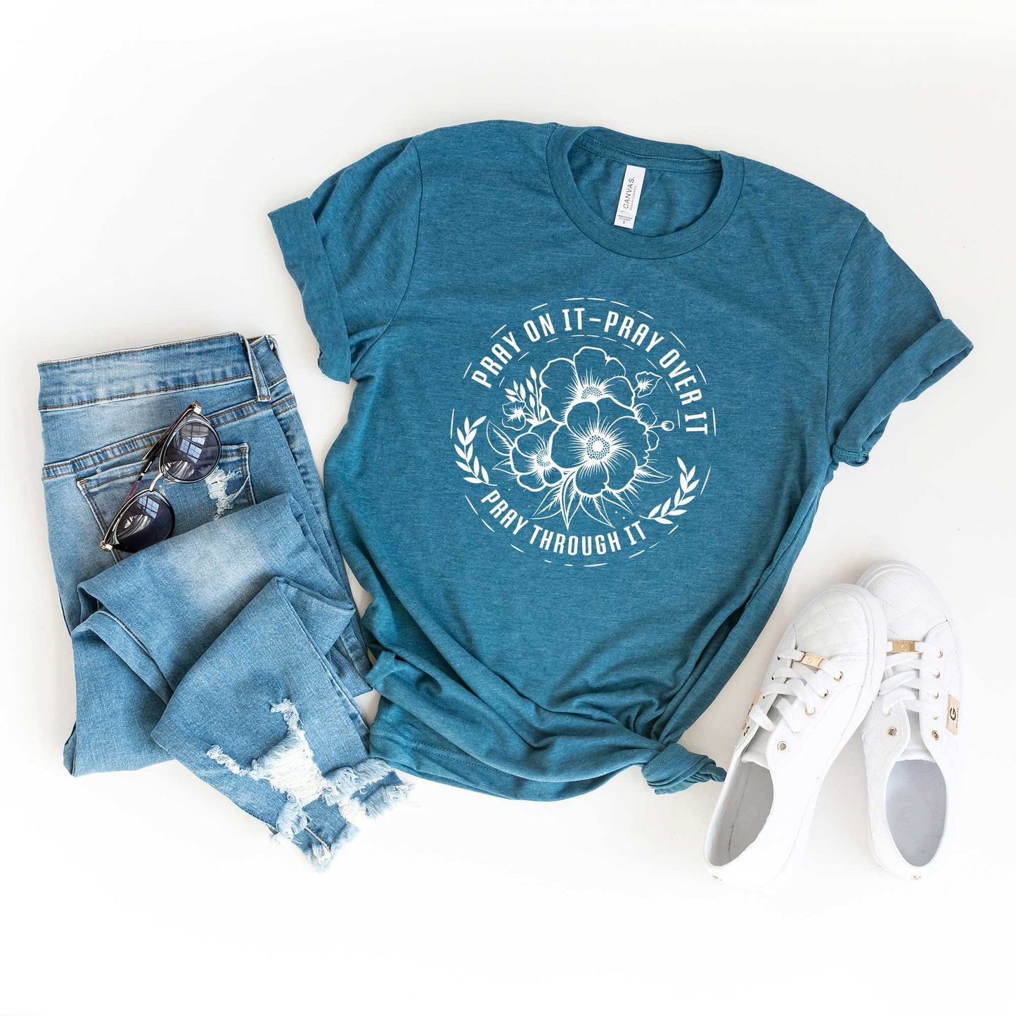 Pray On It Flower | Short Sleeve Crew Neck