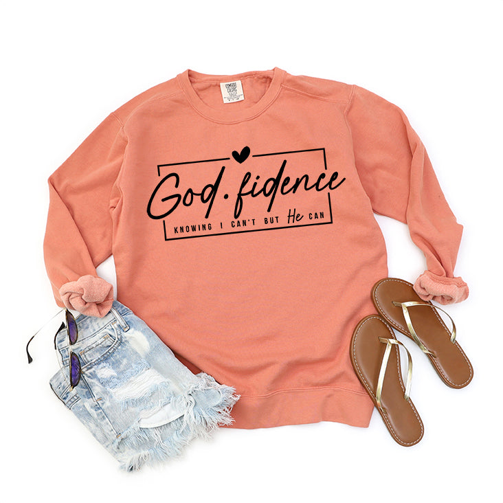 Godfidence Knowing I Can't But He Can | Garment Dyed Sweatshirt