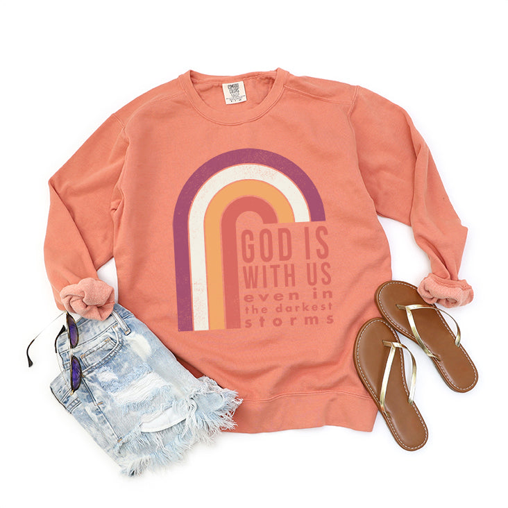 God Is With Us Rainbow | Garment Dyed Sweatshirt