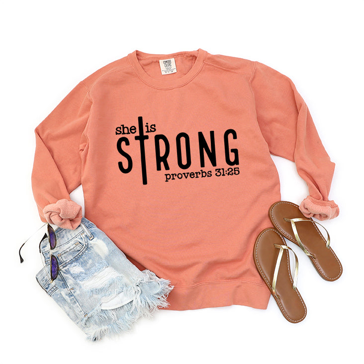 She Is Strong Cross | Garment Dyed Sweatshirt