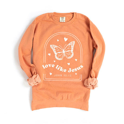 Love Like Jesus Butterfly | Garment Dyed Sweatshirt