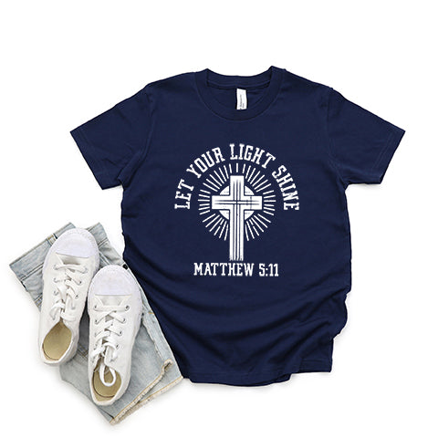 Let Your Light Shine Cross Youth Short Sleeve Crew