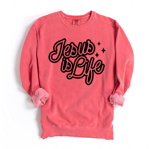 Jesus Is Life | Garment Dyed Sweatshirt