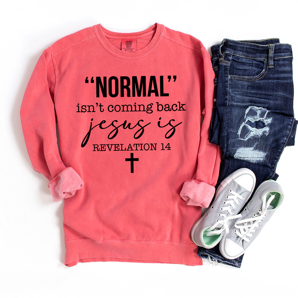 Normal Isn't Coming Back Jesus Is | Garment Dyed Sweatshirt