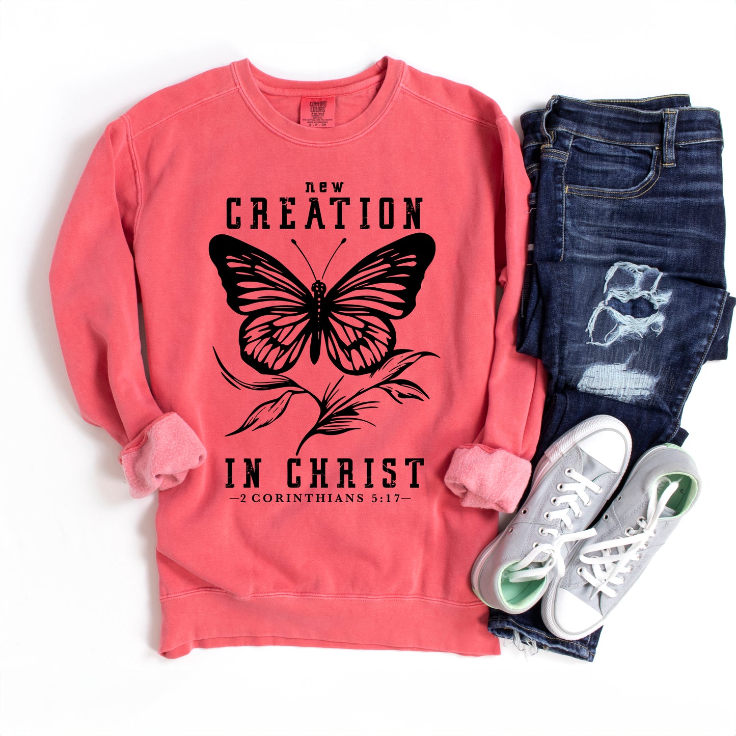New Creation In Christ Butterfly | Garment Dyed Sweatshirt