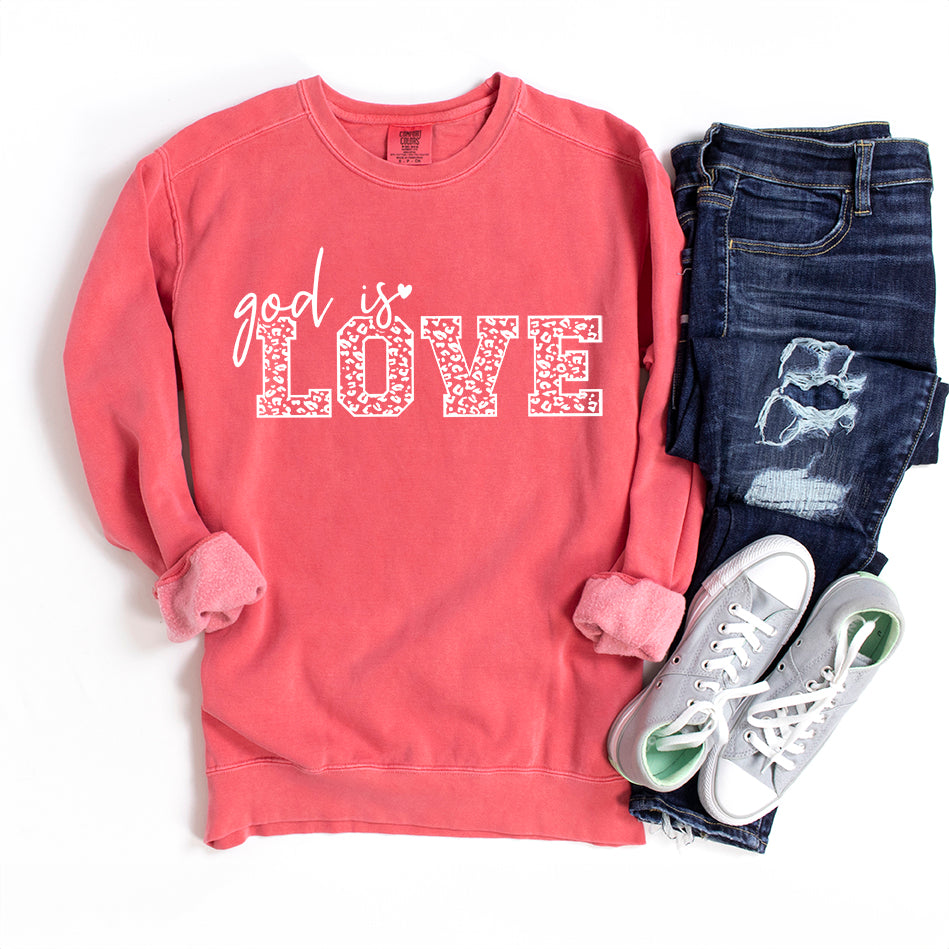 God Is Love Leopard | Garment Dyed Sweatshirt