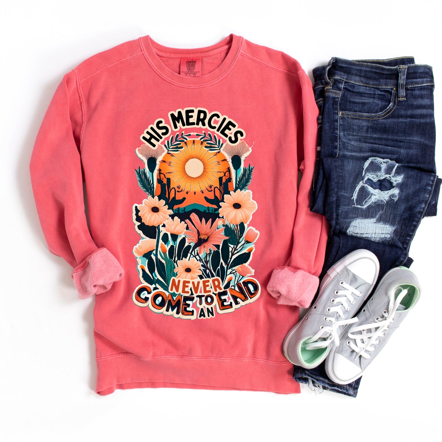 His Mercies Never End | Garment Dyed Sweatshirt