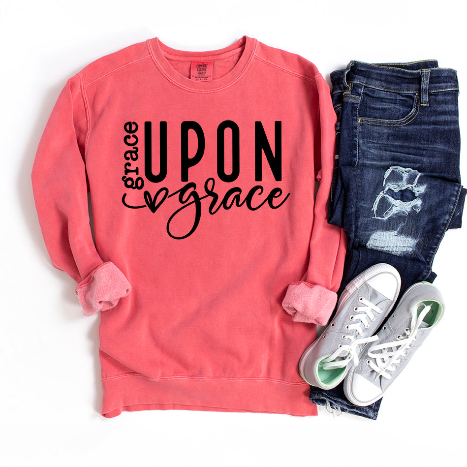 Grace Upon Grace Heart | Garment Dyed Sweatshirt