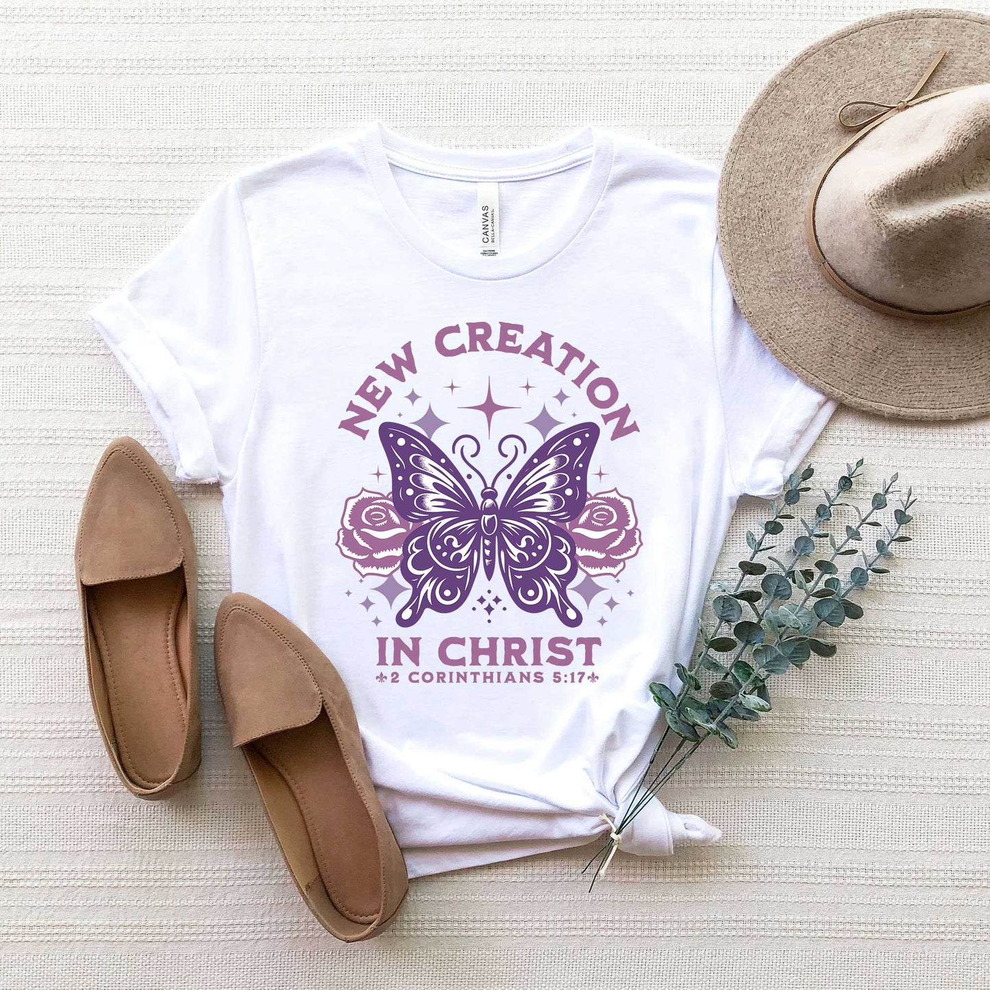 Purple New Creation Butterfly | Short Sleeve Crew Neck