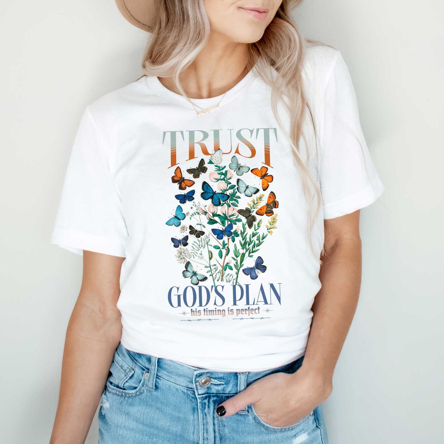 Trust God's Plan Butterflies | Short Sleeve Crew Neck
