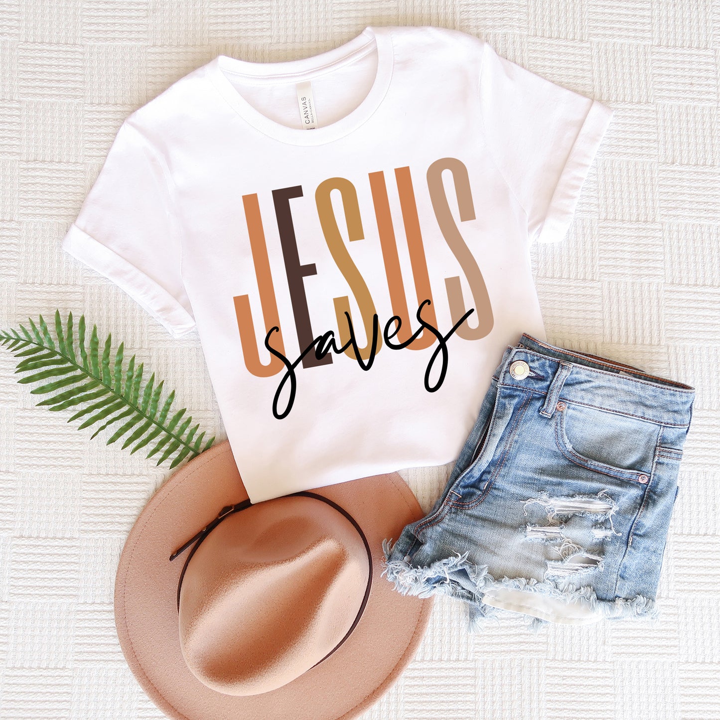 Jesus Saves Cursive | Short Sleeve Crew Neck