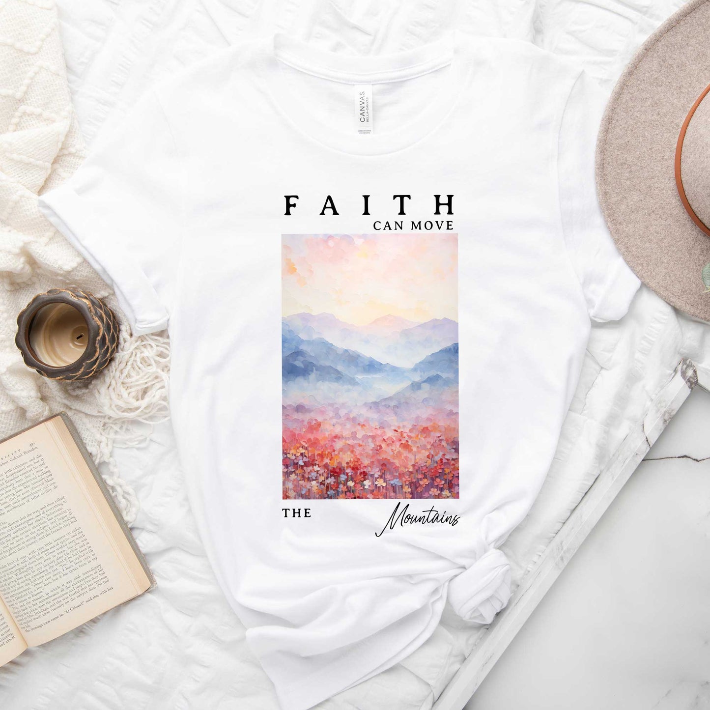 Faith Can Move Watercolor | Short Sleeve Crew Neck