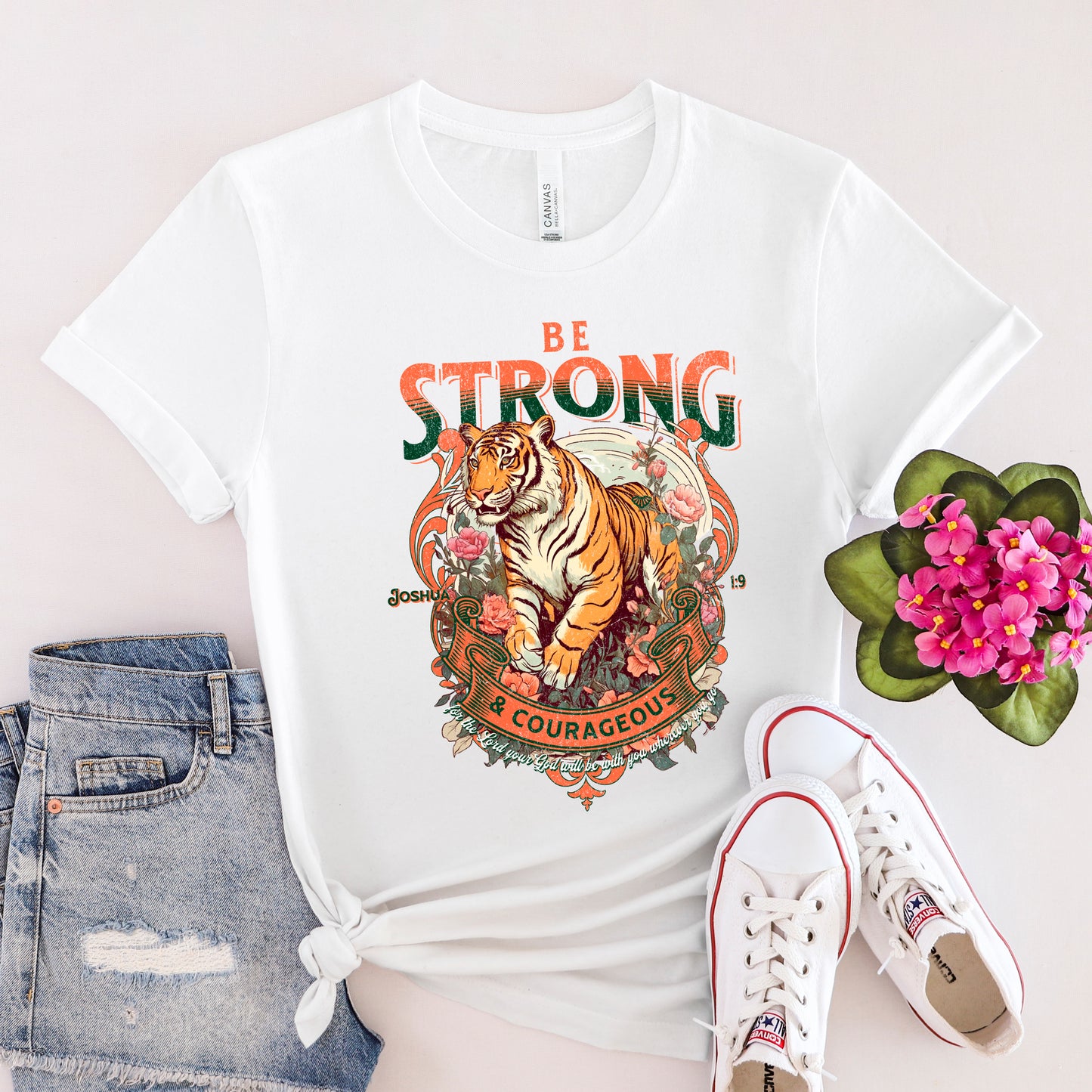 Be Strong and Courageous Tiger | Short Sleeve Crew Neck