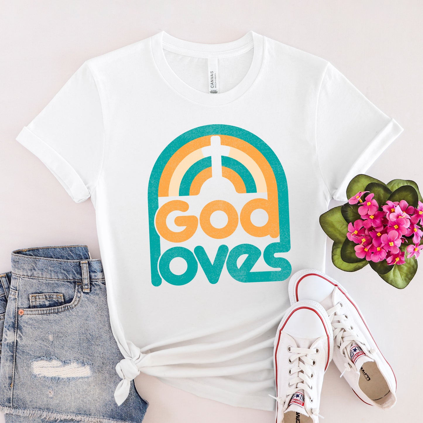 God Loves Rainbow | Short Sleeve Crew Neck