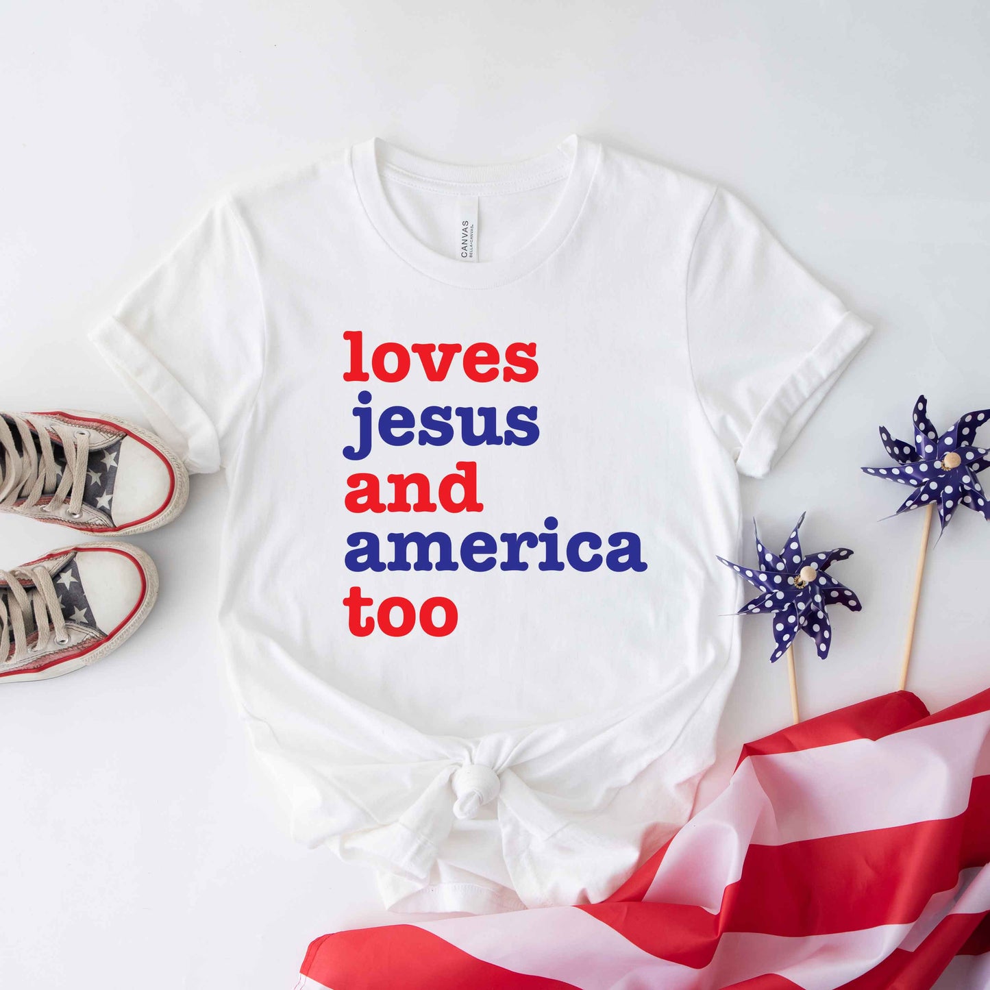 Loves Jesus and America | Short Sleeve Crew Neck