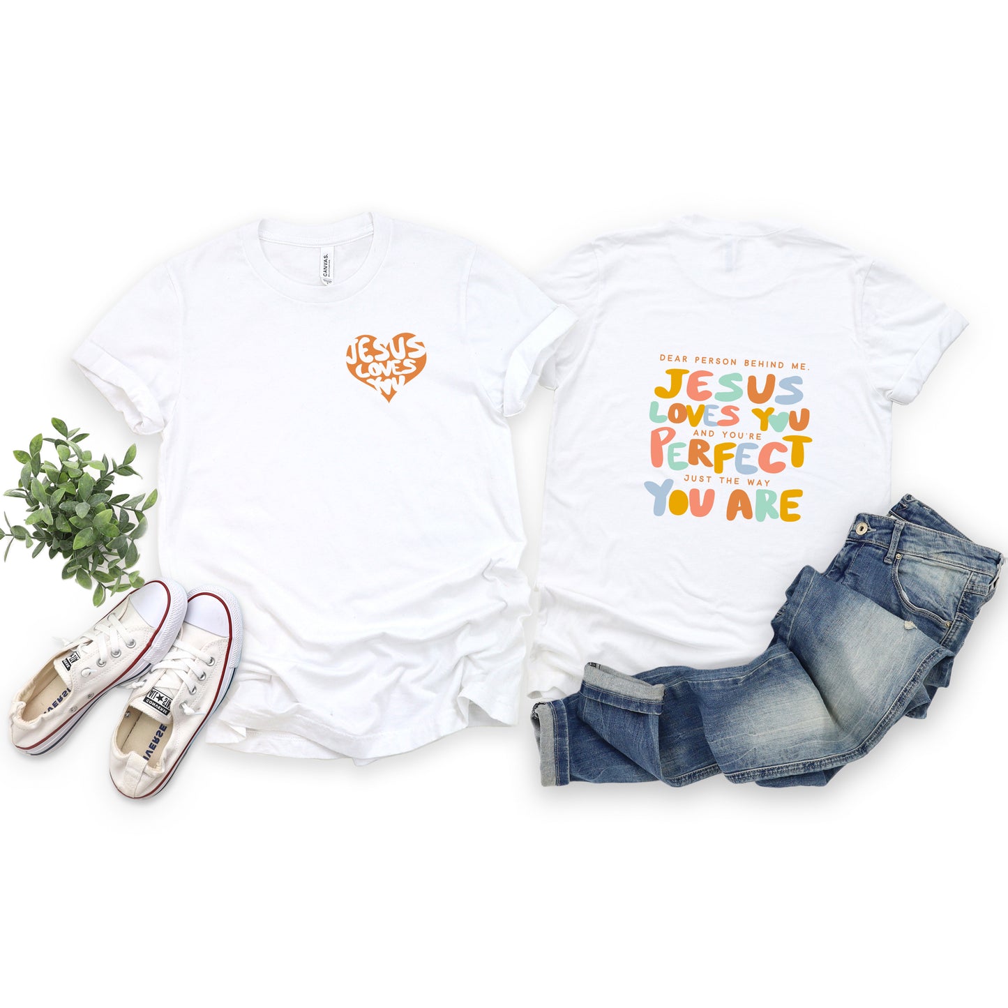 Dear Person Jesus Loves You | Short Sleeve Crew Neck | Front and Back Design