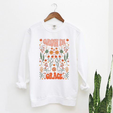 Grow In Grace Leaves | Garment Dyed Sweatshirt