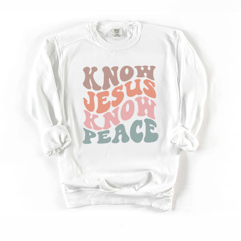 Know Jesus Know Peace Wavy | Garment Dyed Sweatshirt