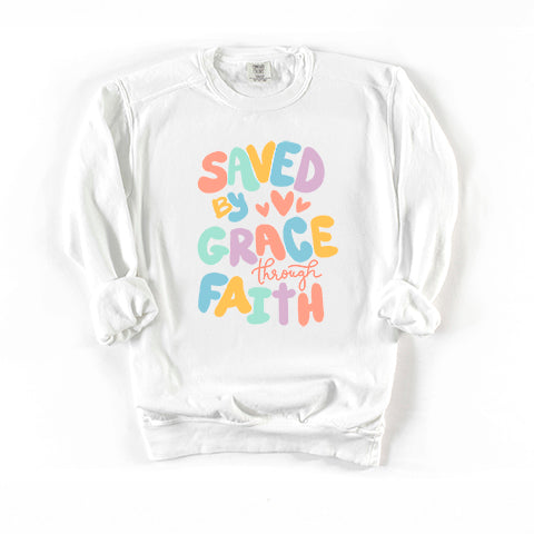 Saved By Grace Hearts | Garment Dyed Sweatshirt