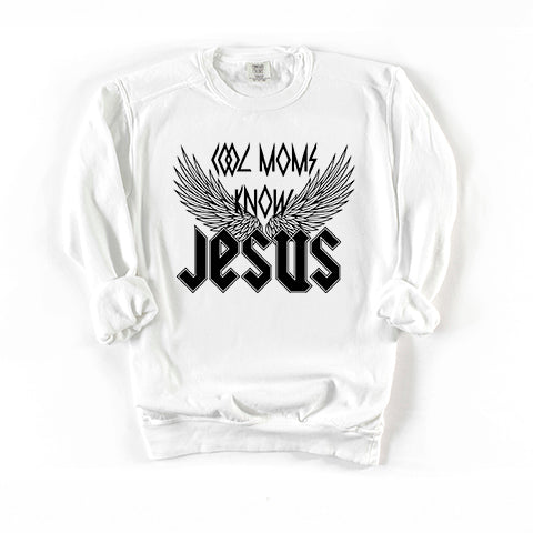 Cool Moms Know Jesus Wings | Garment Dyed Sweatshirt