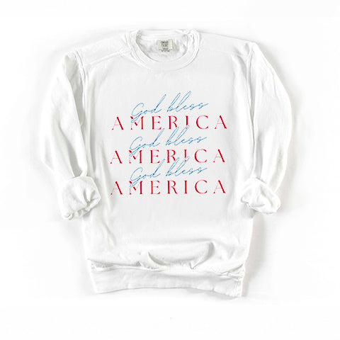 God Bless America Stacked | Garment Dyed Sweatshirt