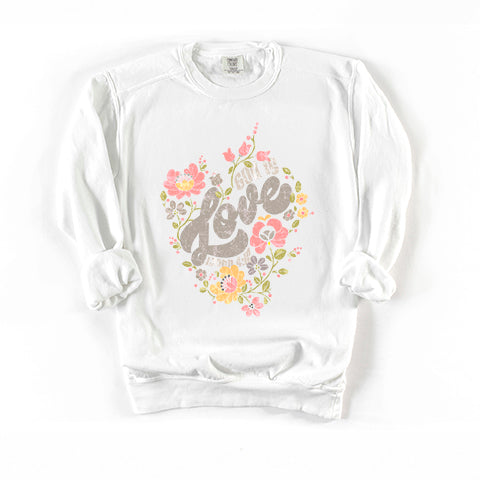 God Is Love Flowers | Garment Dyed Sweatshirt