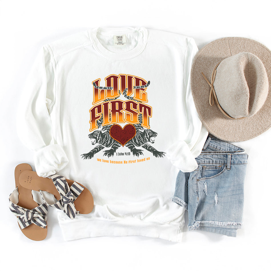 Love First Scripture | Garment Dyed Sweatshirt
