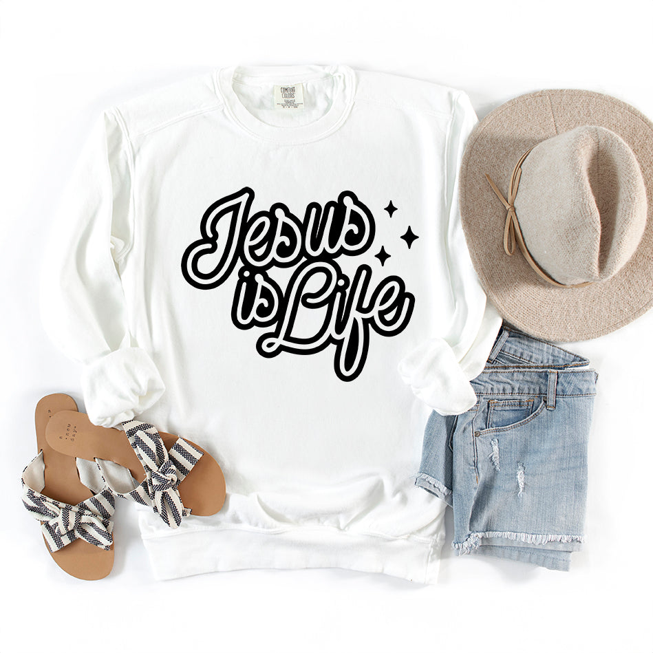 Jesus Is Life | Garment Dyed Sweatshirt