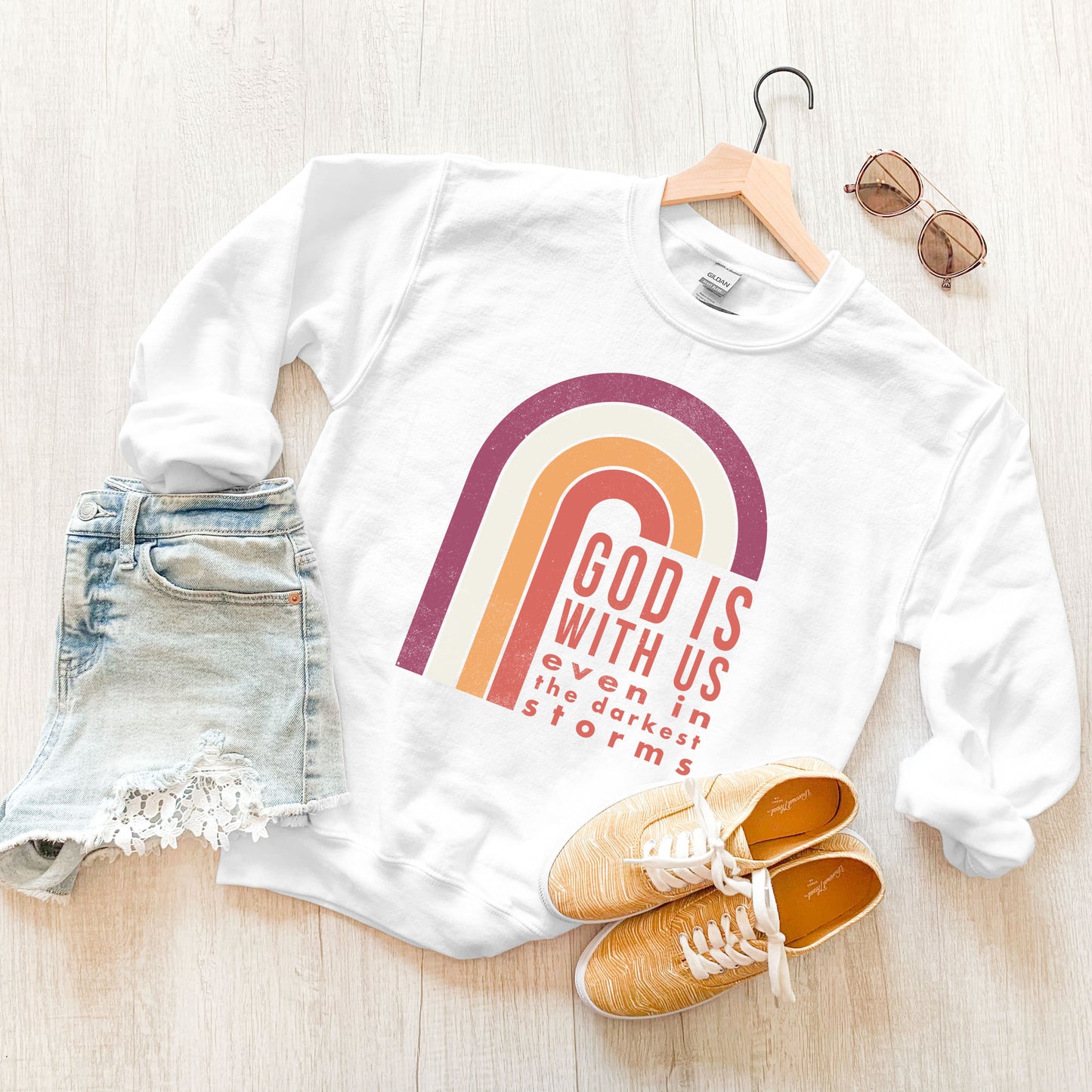 God Is With Us Rainbow | Sweatshirt