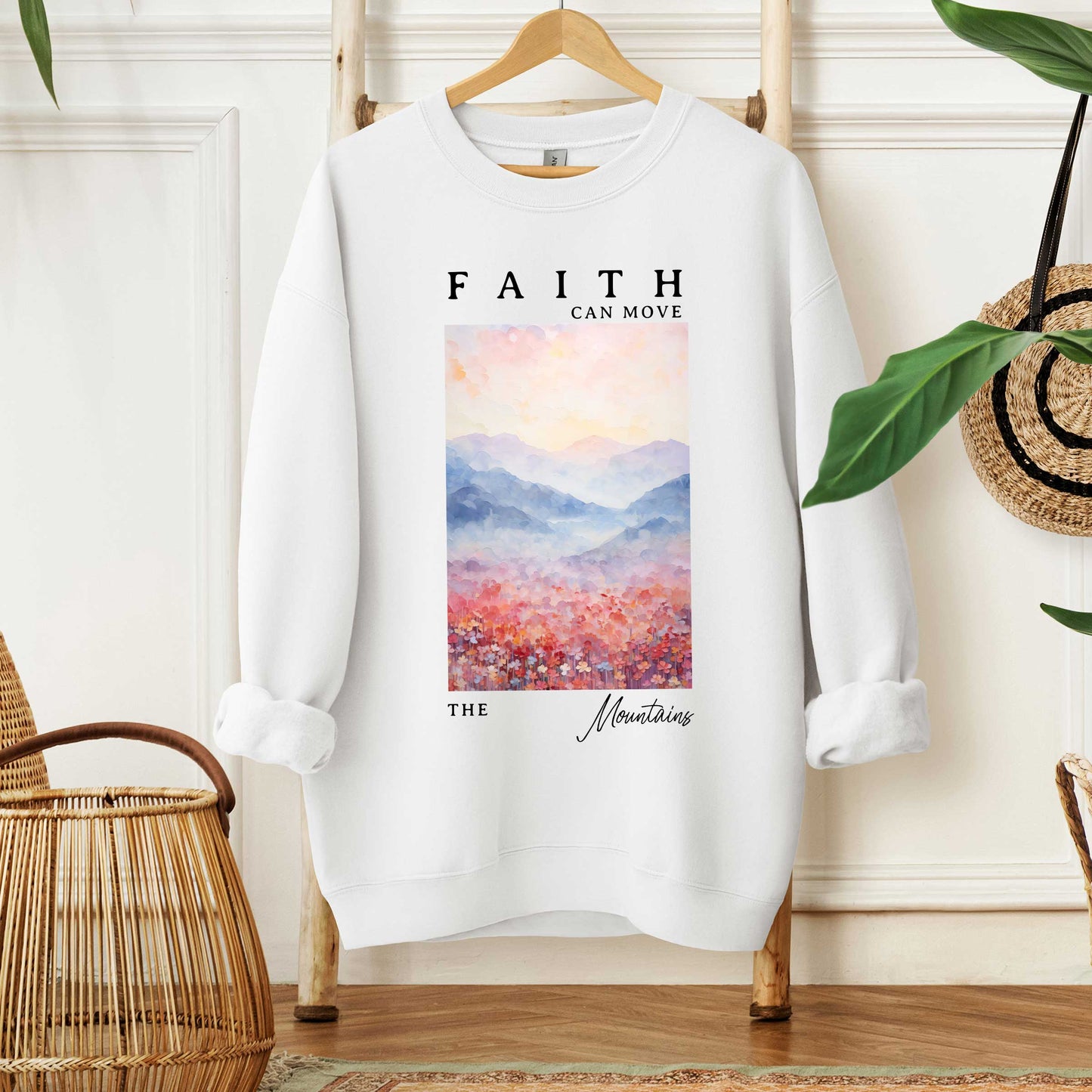 Faith Can Move Watercolor | Sweatshirt