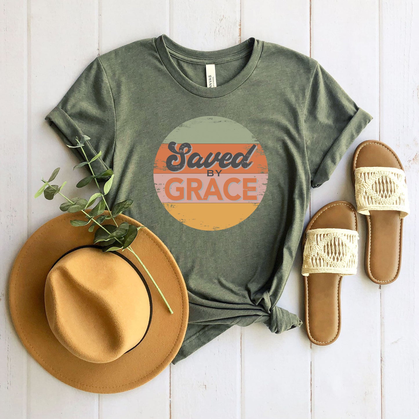 Retro Saved By Grace | Short Sleeve Crew Neck