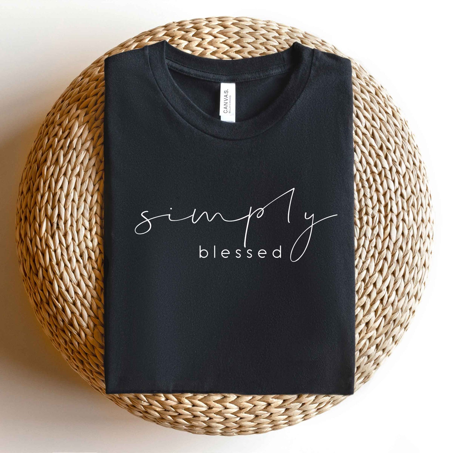 Simply Blessed Cursive | Short Sleeve Crew Neck