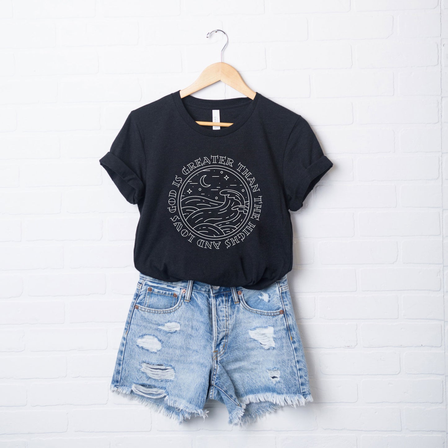 God Is Greater Waves | Short Sleeve Crew Neck