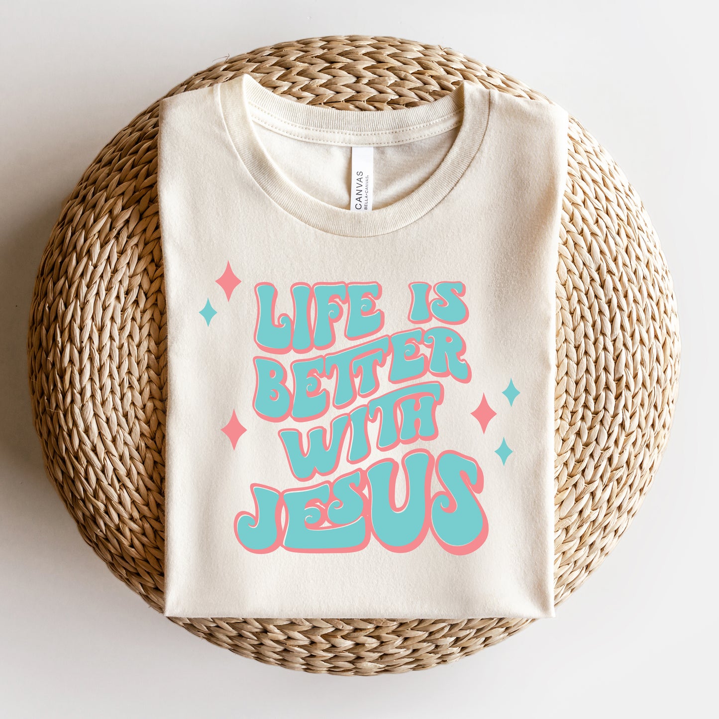 Life Is Better With Jesus Retro | Short Sleeve Crew Neck