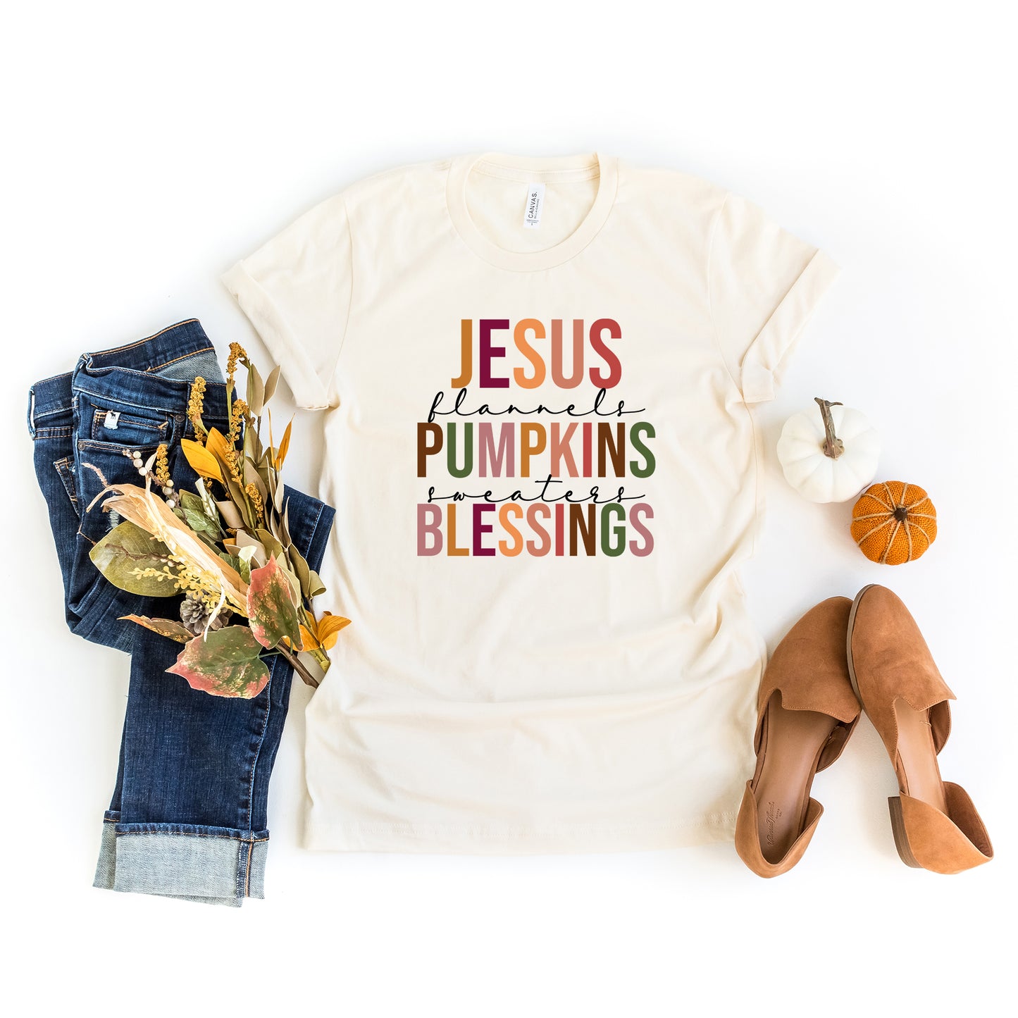 Jesus Pumpkins Blessings | Short Sleeve Crew Neck