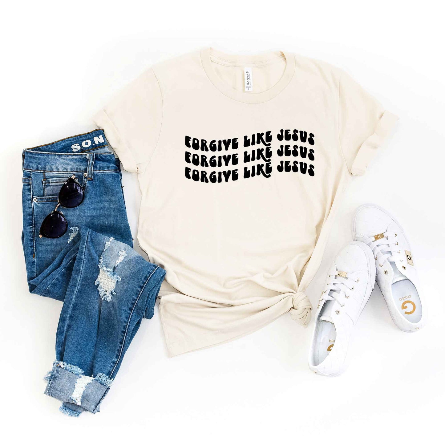 Forgive Like Jesus Stacked Wavy | Short Sleeve Crew Neck